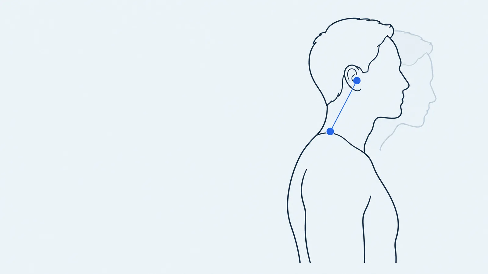 Side profile of a person's head and upper back with a second outline of the head shifted forward